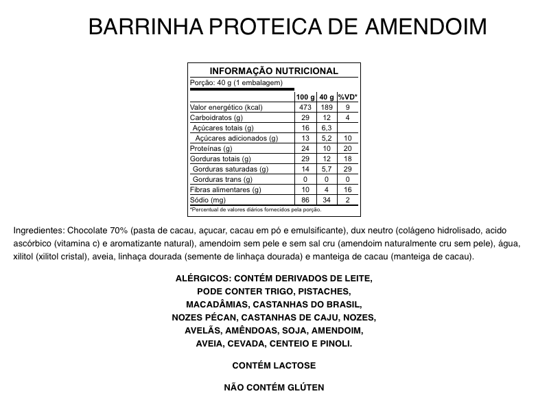 Barrinha Proteica de Amendoim