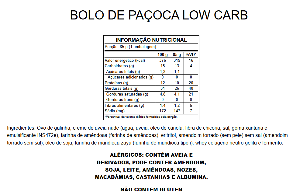 Bolo de Paçoca Low Carb