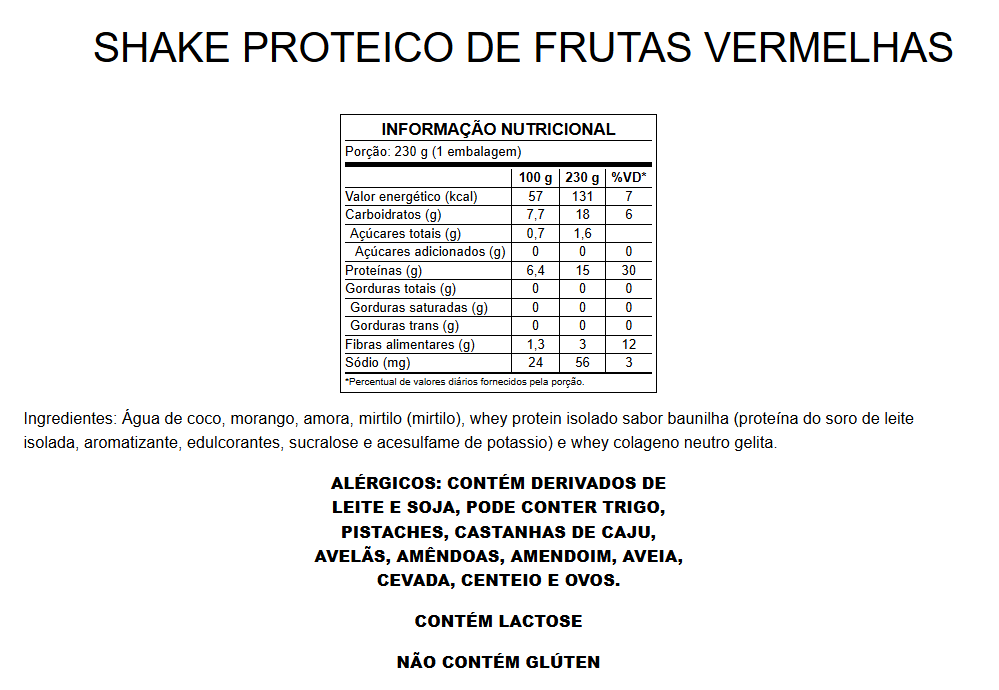 Shake Proteico de Frutas Vermelhas