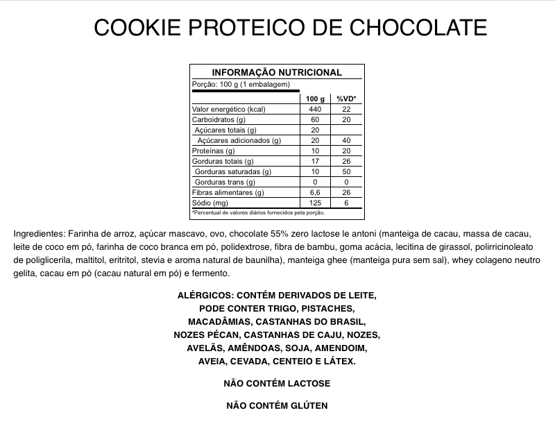 Cookie Proteico de Chocolate