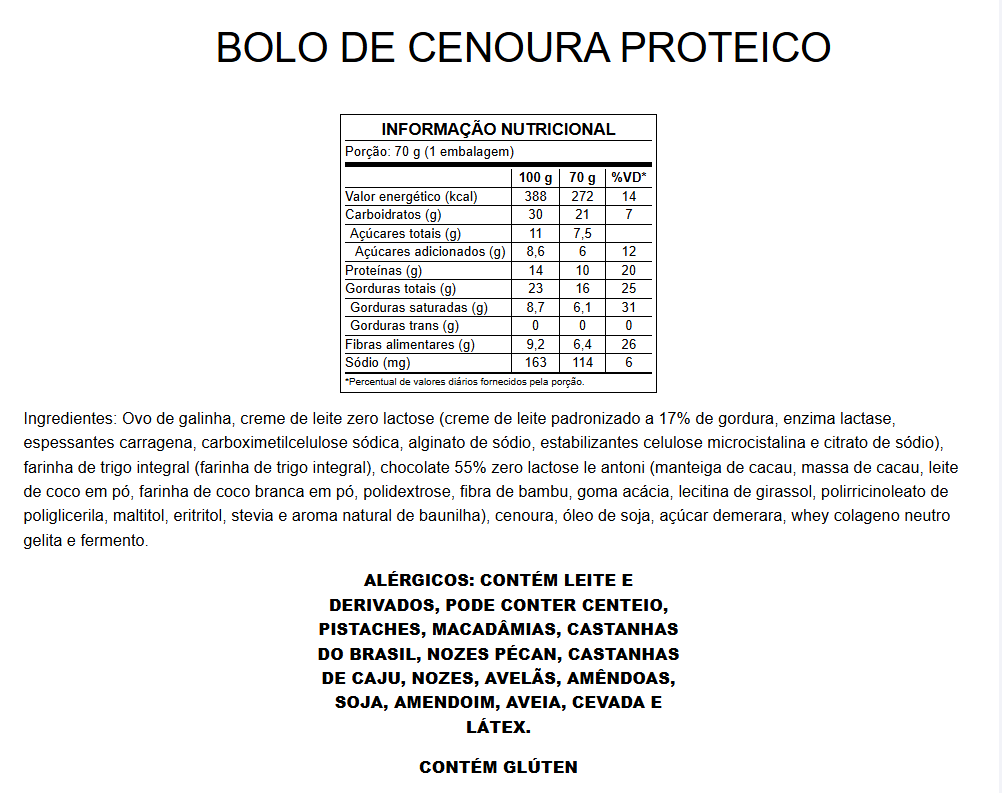 Bolo de Cenoura Proteico