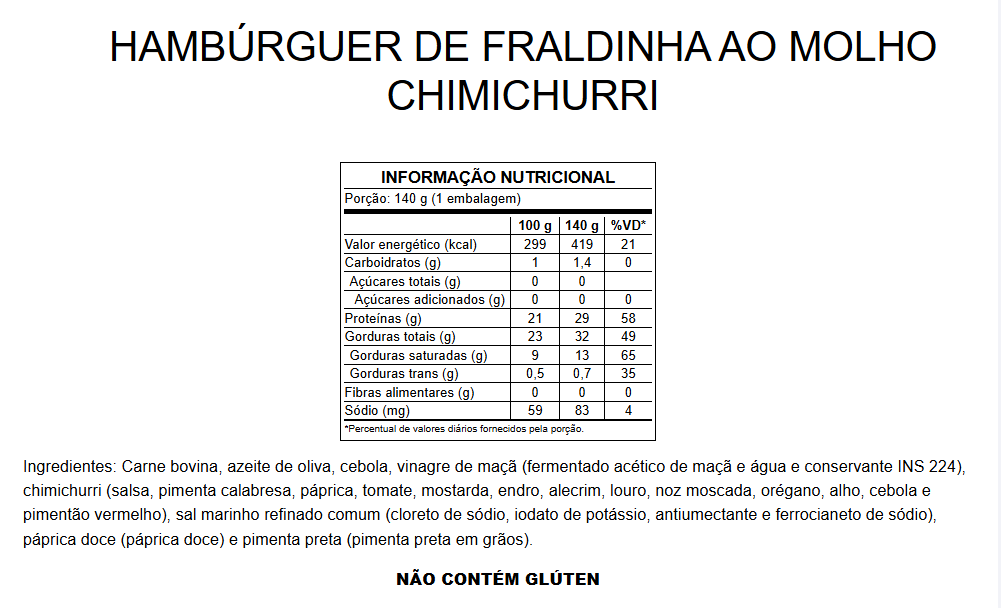 Hambúrguer de Fraldinha ao Chimichurri