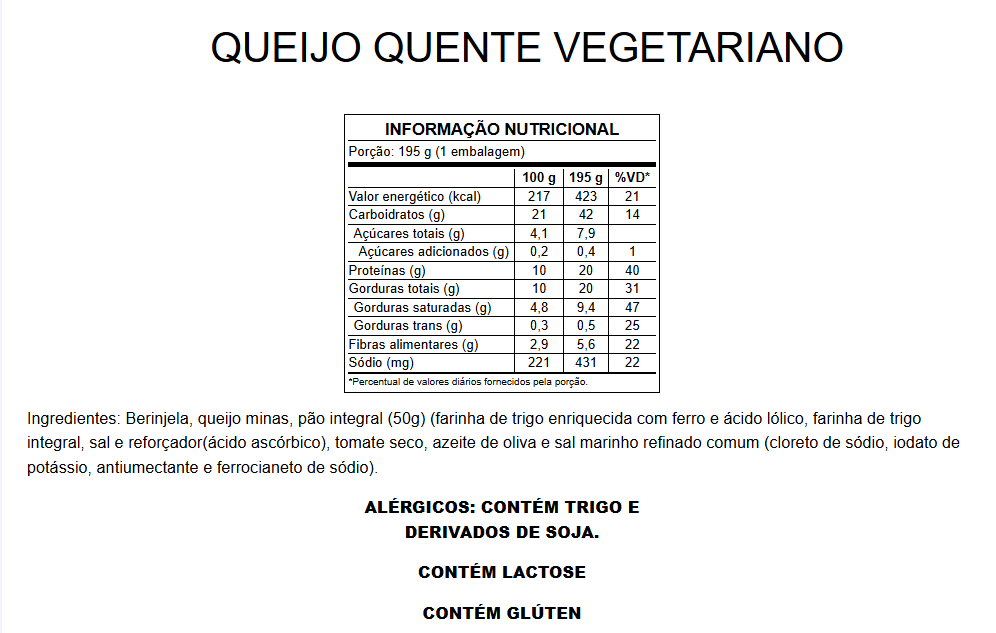 Queijo Quente Vegetariano