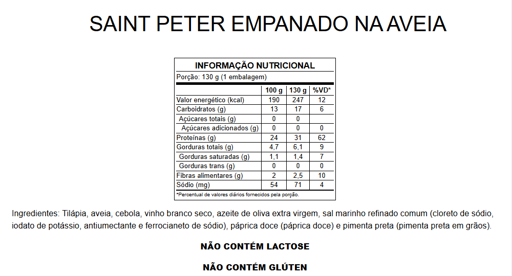 Saint Peter Empanado na Aveia