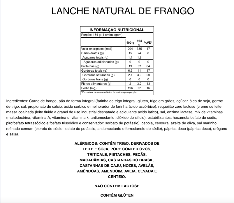 Lanche Natural de Frango