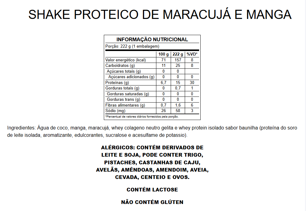 Shake Proteico de Maracujá e Manga